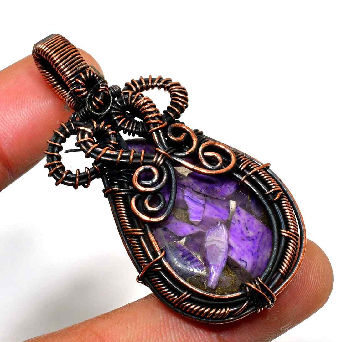 Ezra’s Veil – Amethyst & Oxidized Copper Pendant