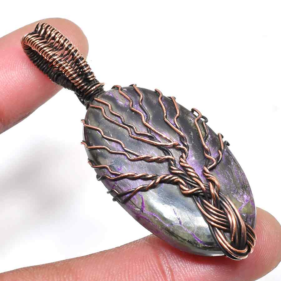 Ezra’s Veil – Amethyst & Oxidized Copper Pendant