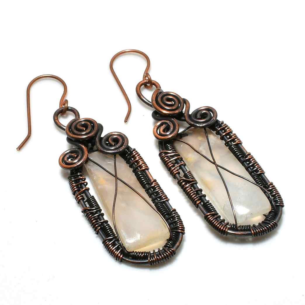 Celestial Vibes – Moonstone & Copper Earrings
