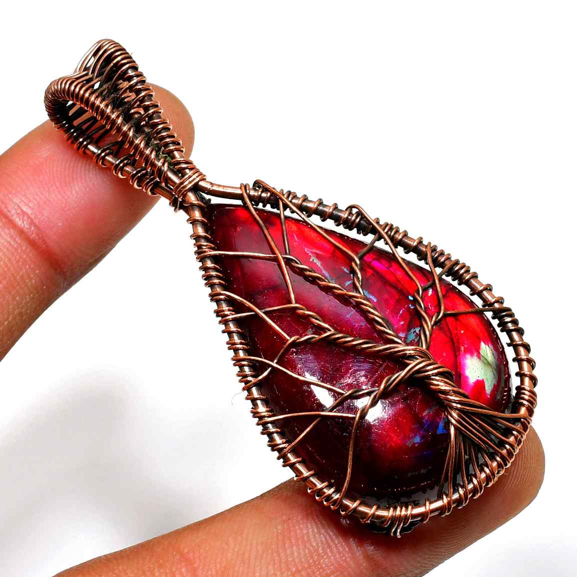 Ember’s Heart – Red Agate Copper Pendant
