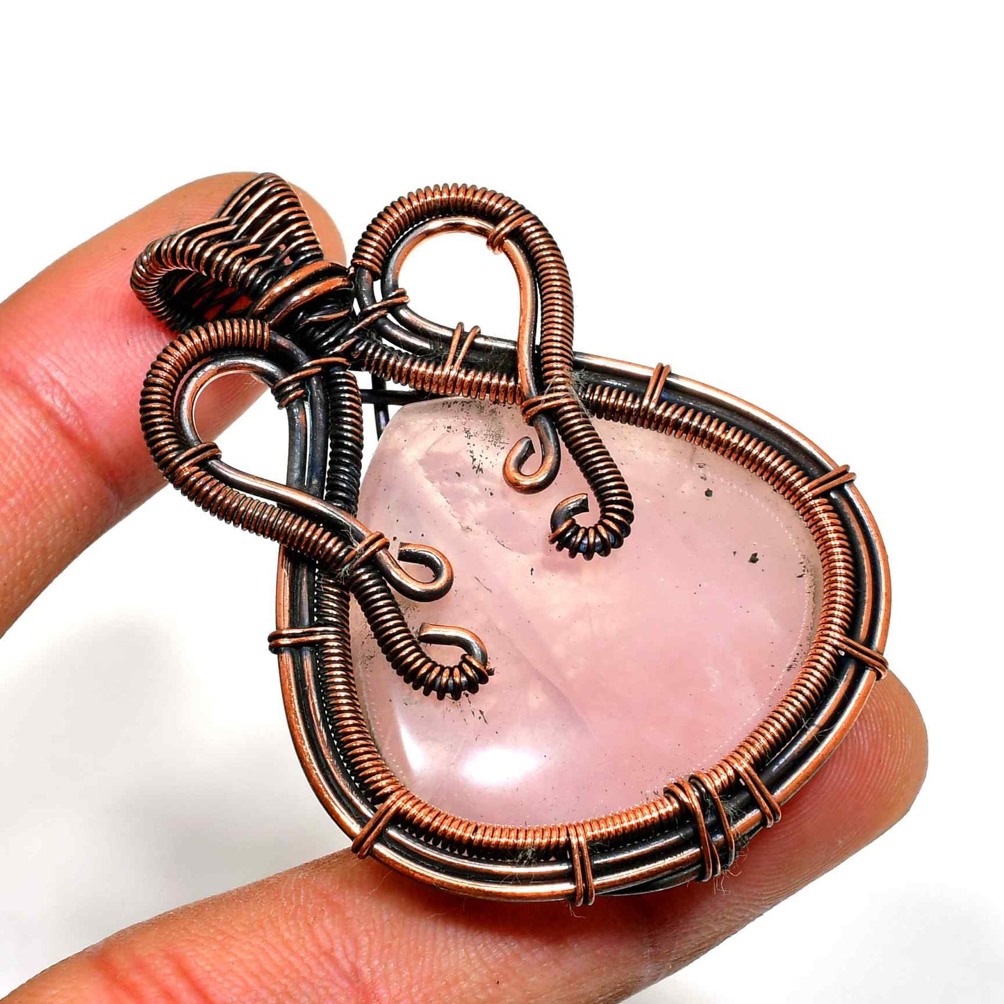 Serenity’s Heart – Rose Quartz Copper Pendant