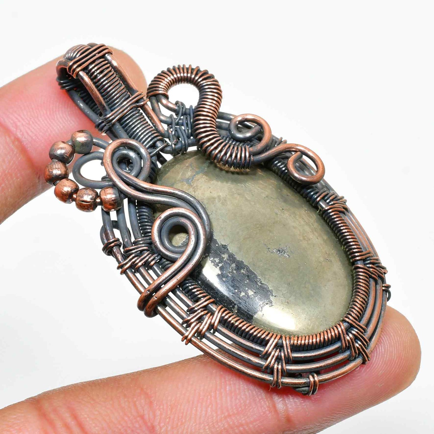 Grounded Grace – Natural Gemstone Copper Pendant