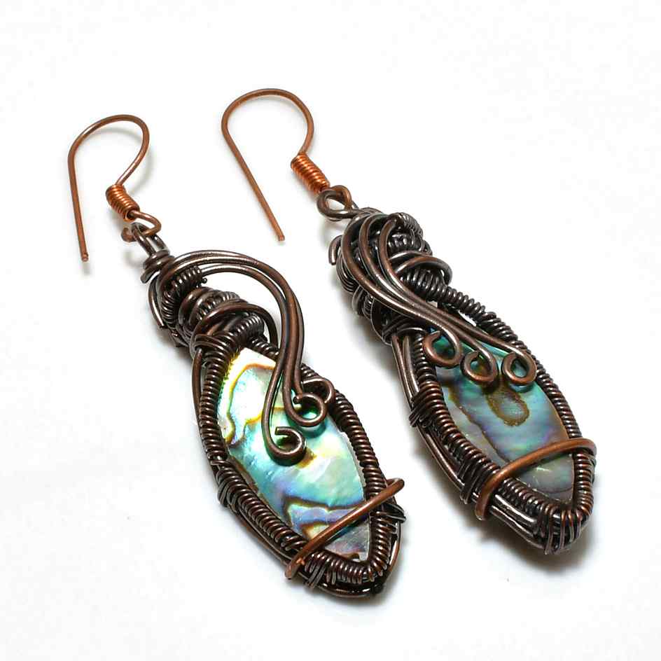 Seaside Embrace – Abalone & Oxidized Copper Dangles