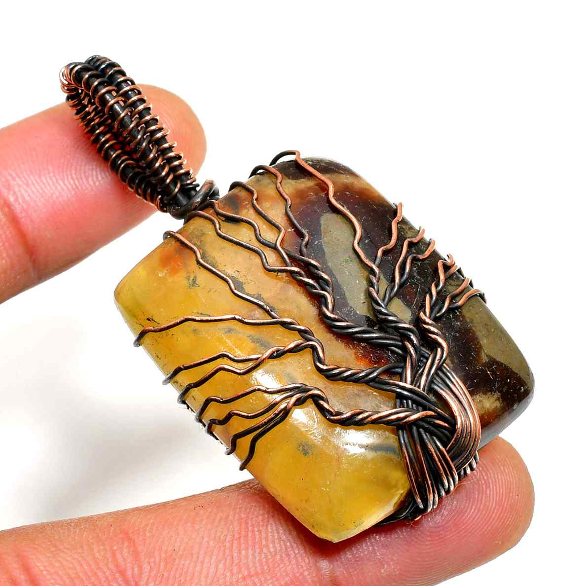 Solara’s Radiance – Yellow Stone Copper Pendant