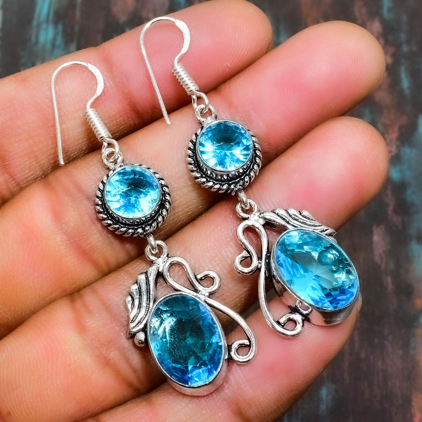 Azure Serenity – Blue Topaz Sterling Silver Earrings