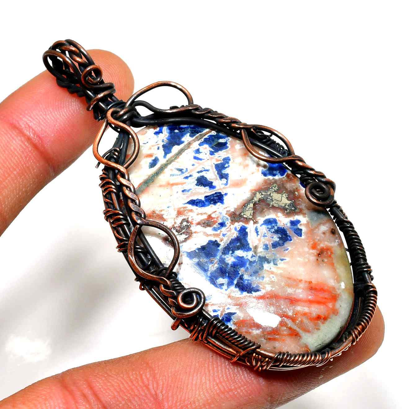 Sapphire Soul – Lapis Lazuli & Oxidized Copper Pendant