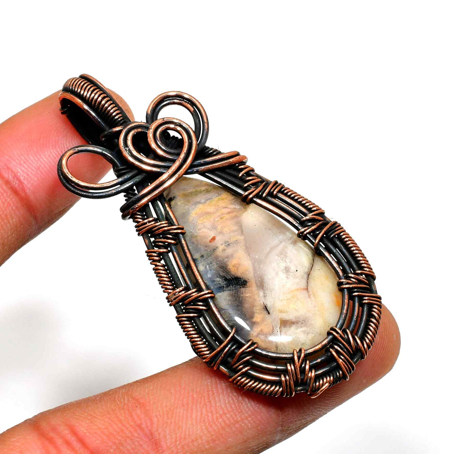 Gaia’s Embrace – Copper-Wrapped Stone Pendant