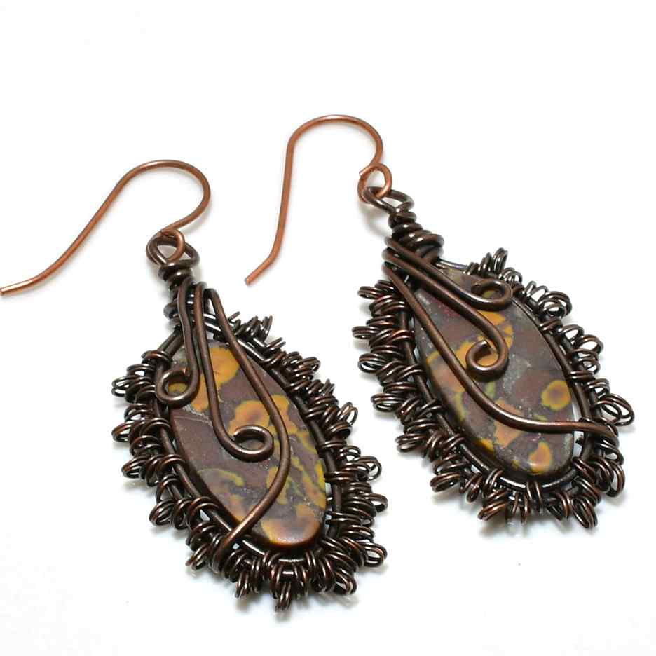 Jasper’s Embrace – Oxidized Copper Wire Earrings