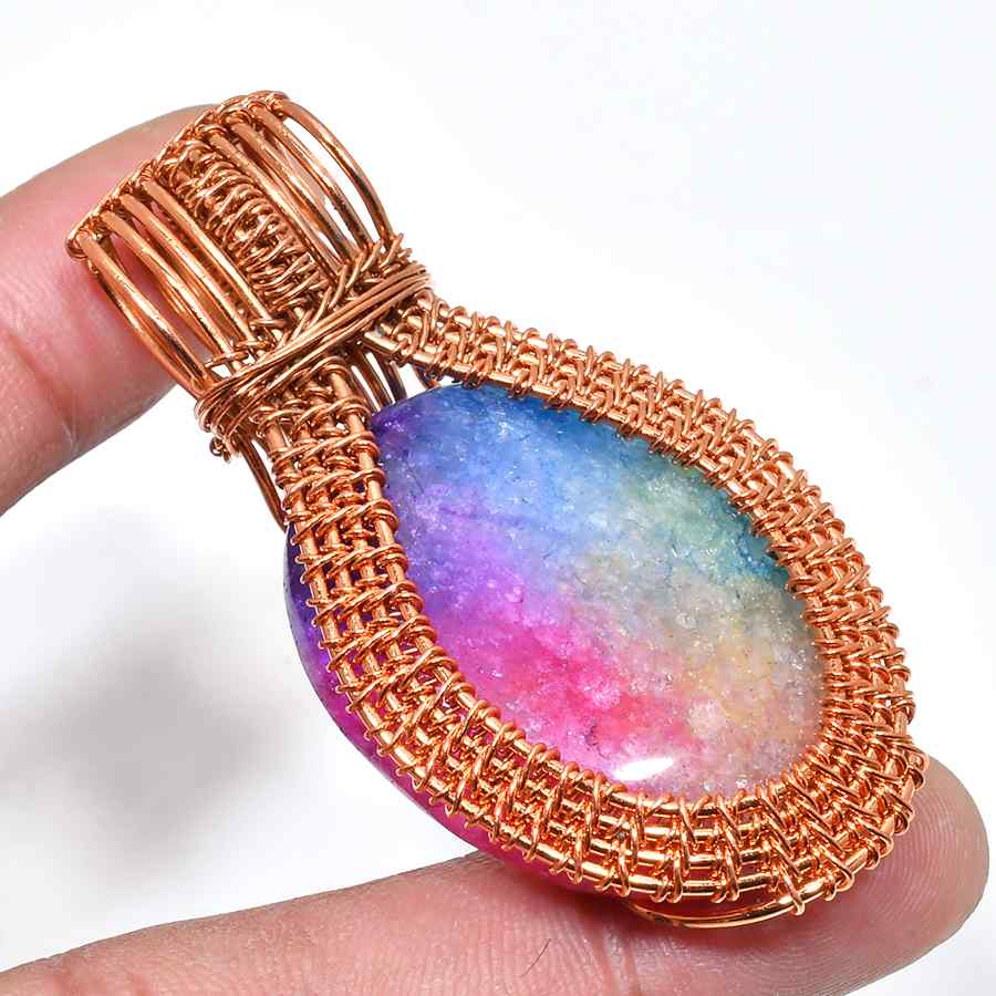 Celeste’s Joy – Rainbow Quartz Rose Gold Pendant