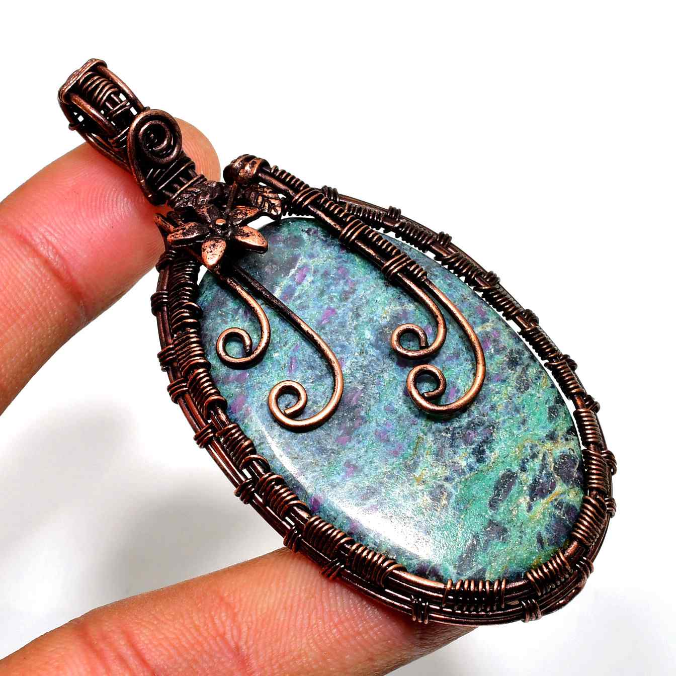 Gaia’s Anchor – Oxidized Copper & Natural Stone Pendant