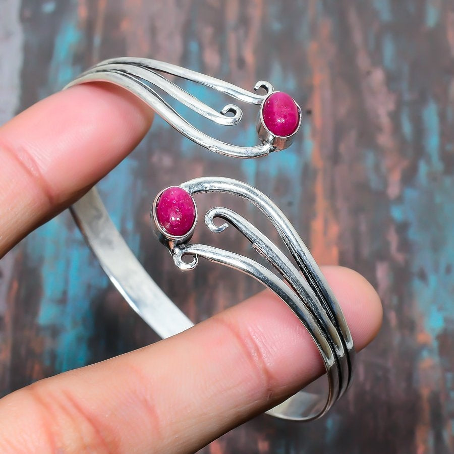 Radiant Ruby Cuff – Sterling Silver Passion Bracelet