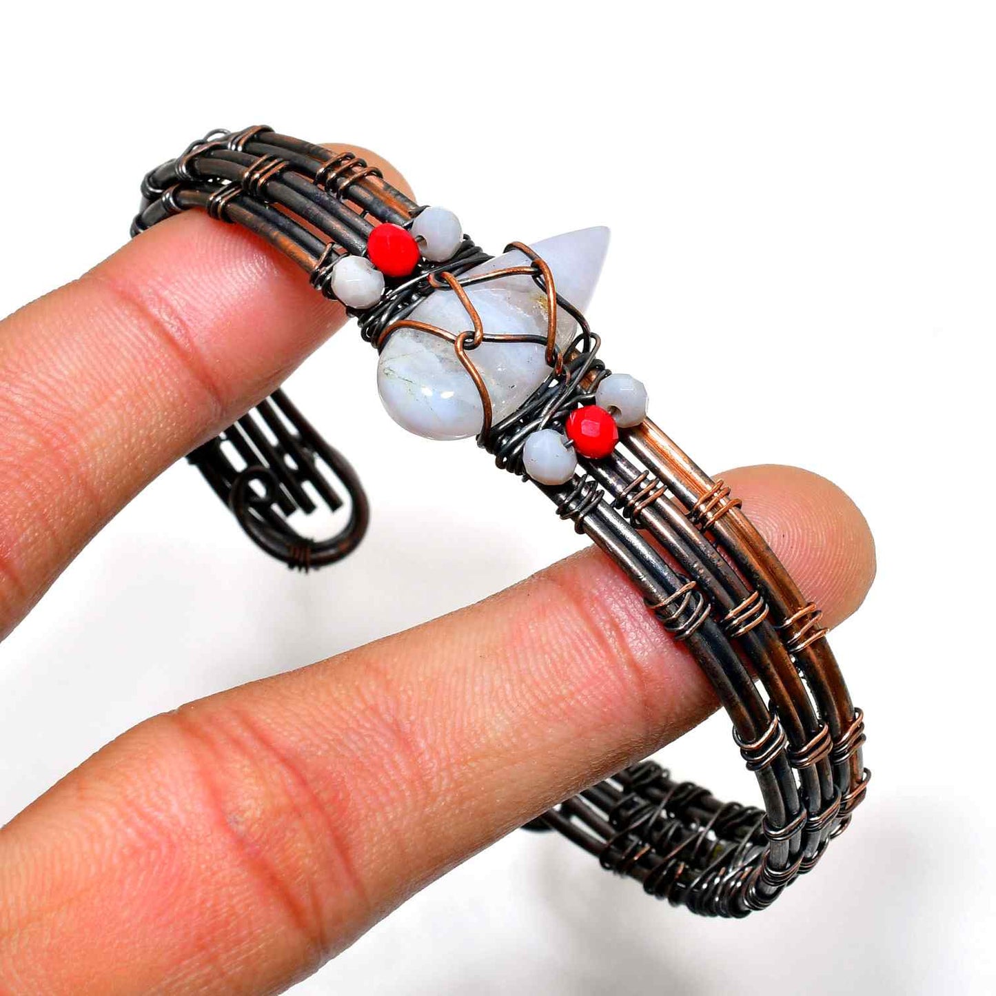 Luna’s Embrace – Moonstone Copper Bracelet