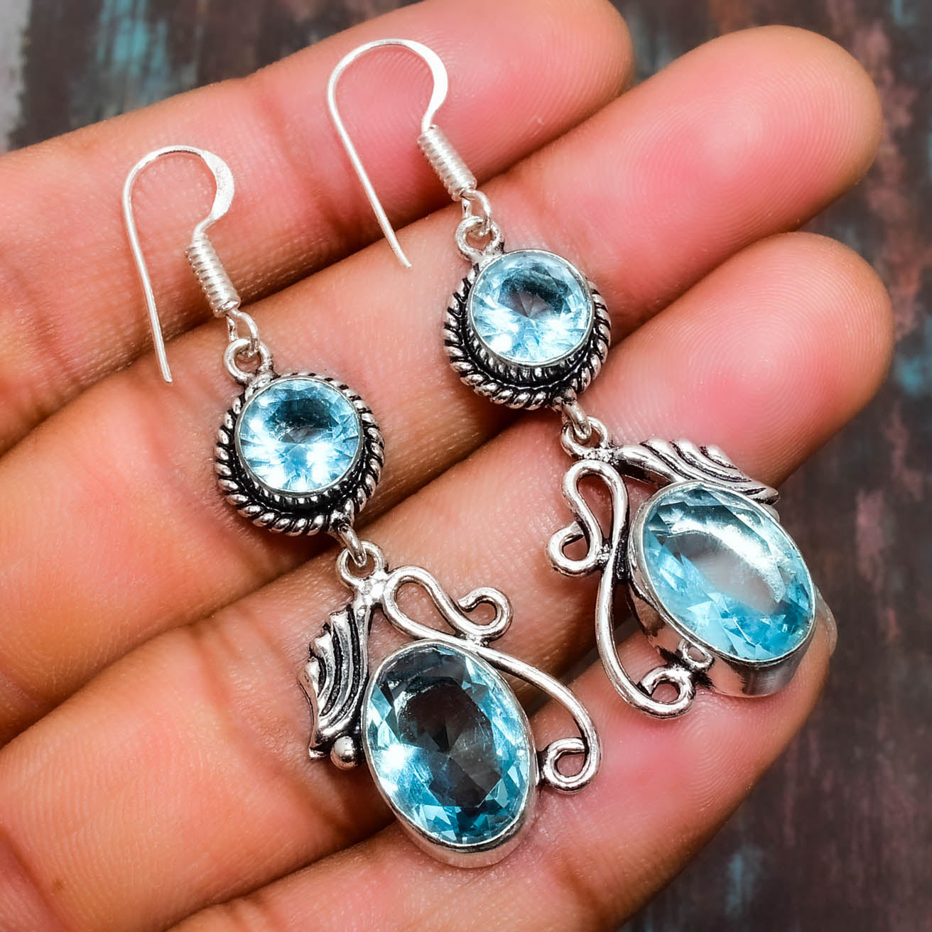 Azure Whisper – Silver Blue Topaz Earrings