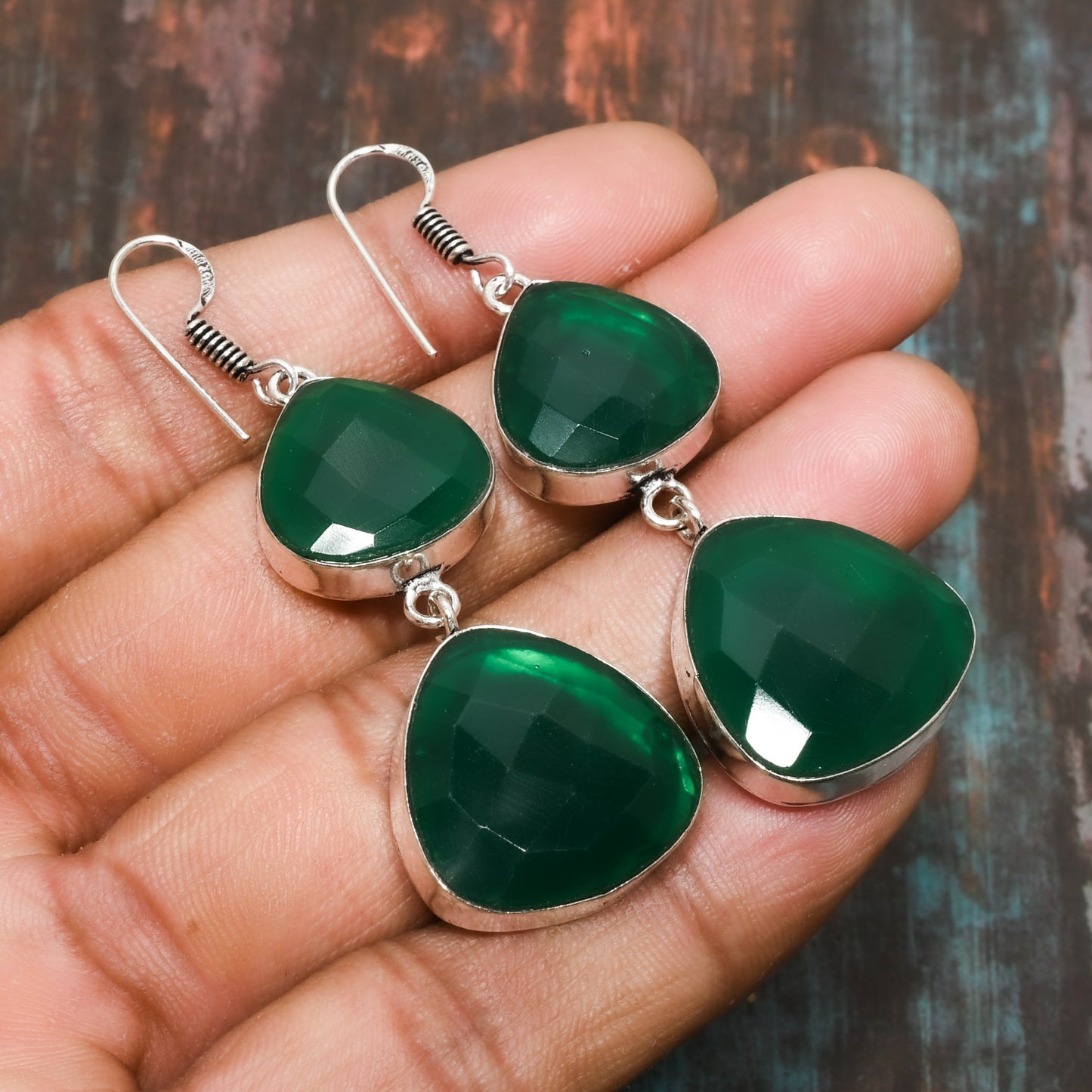Nature’s Serenity – Green Agate & Sterling Silver Earrings