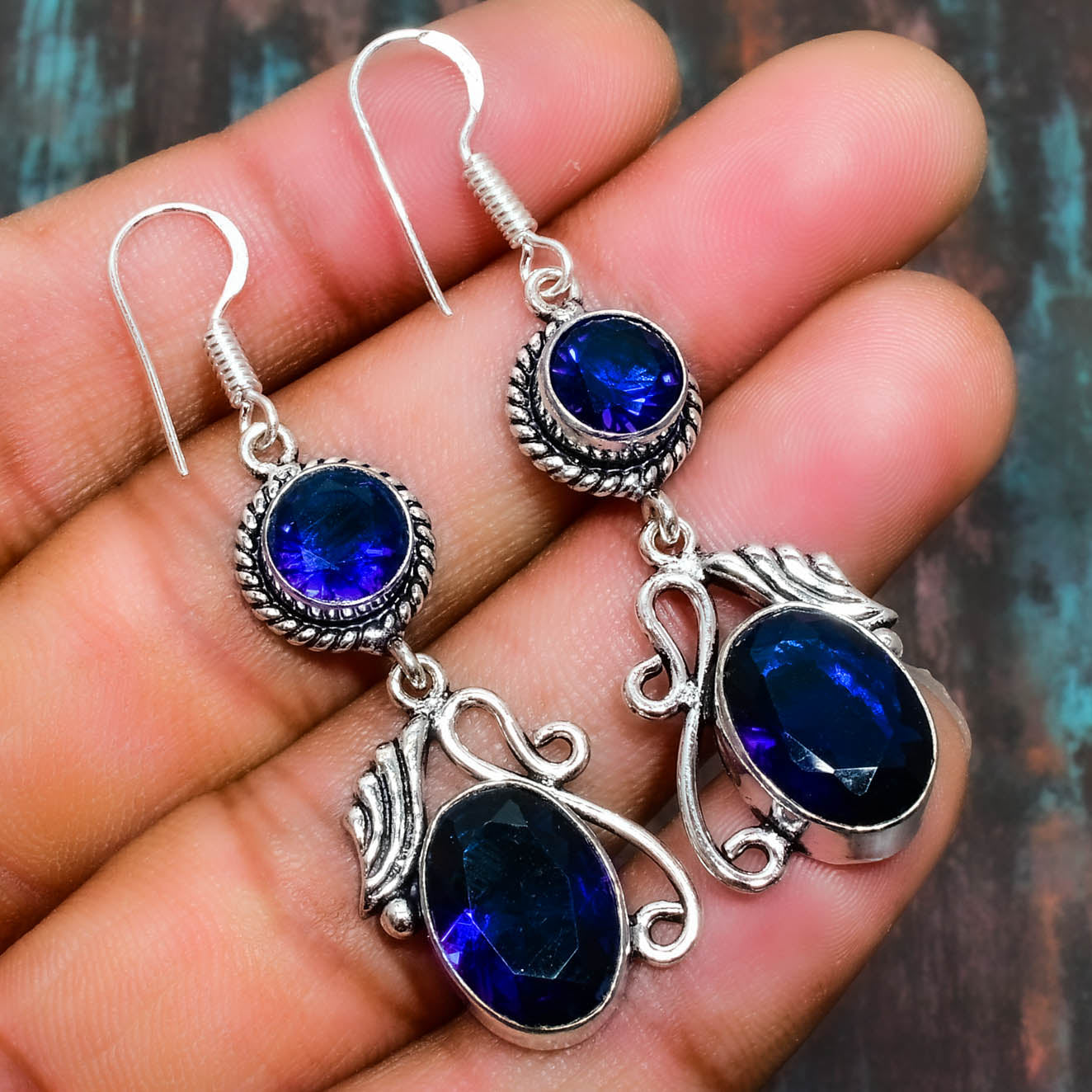 Sapphire Sonata – Sterling Silver Earrings