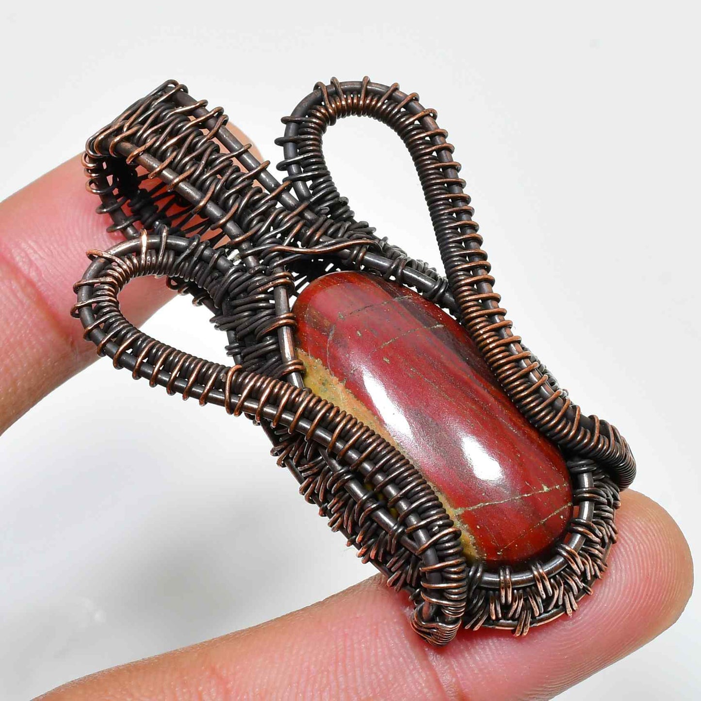 Earth’s Ember – Red Jasper Copper Pendant