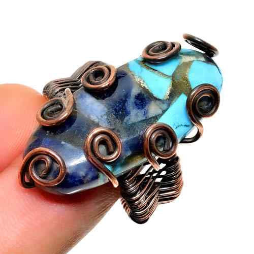 Ocean’s Balance – Turquoise & Lapis Copper Pendant