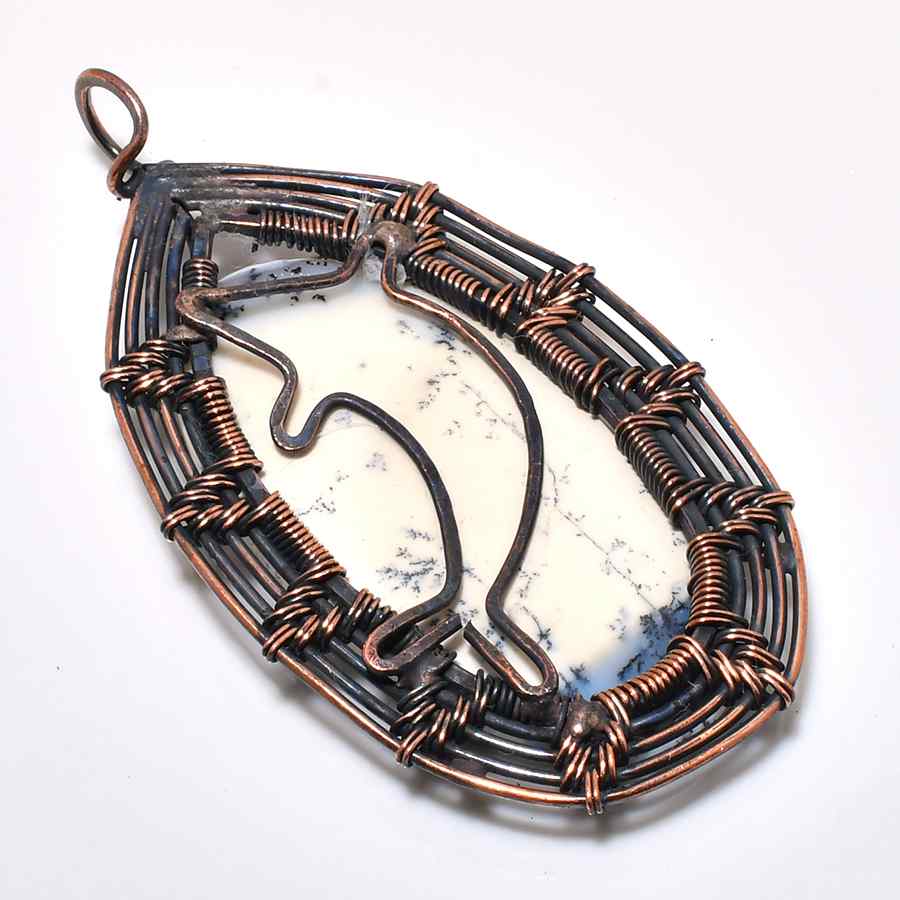 Gaia’s Embrace – Copper Wire-Wrapped Stone Pendant