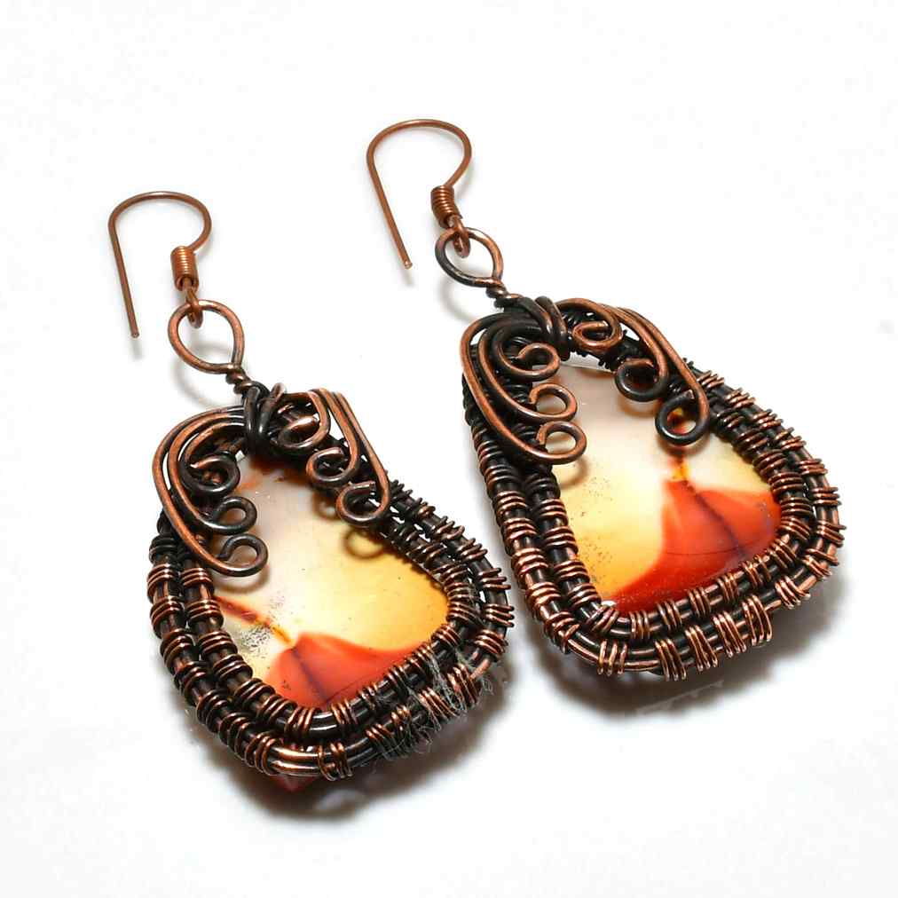 Gaia’s Grace – Oxidized Copper & Natural Stone Earrings