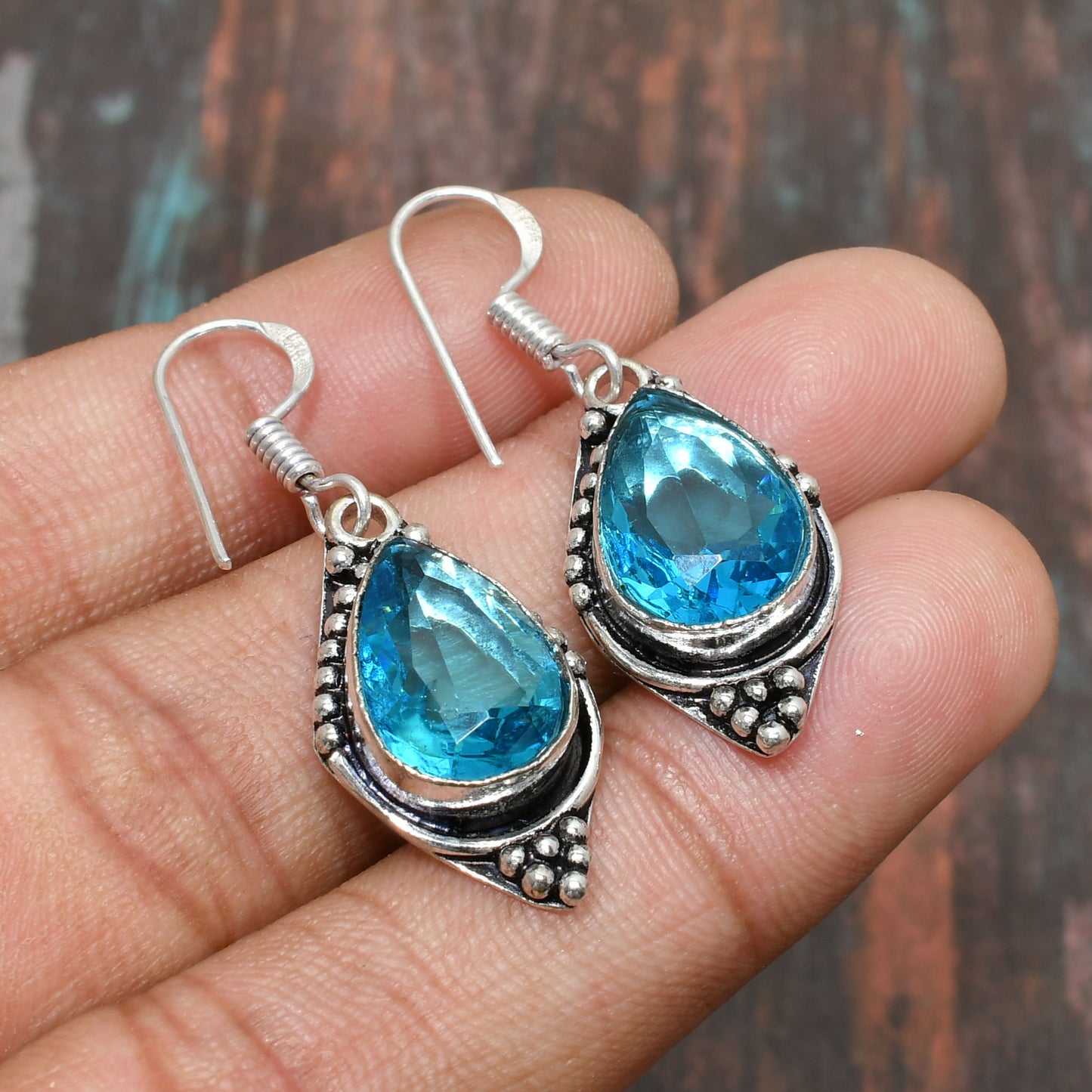 Calm Clarity – Blue Topaz Sterling Silver Earrings