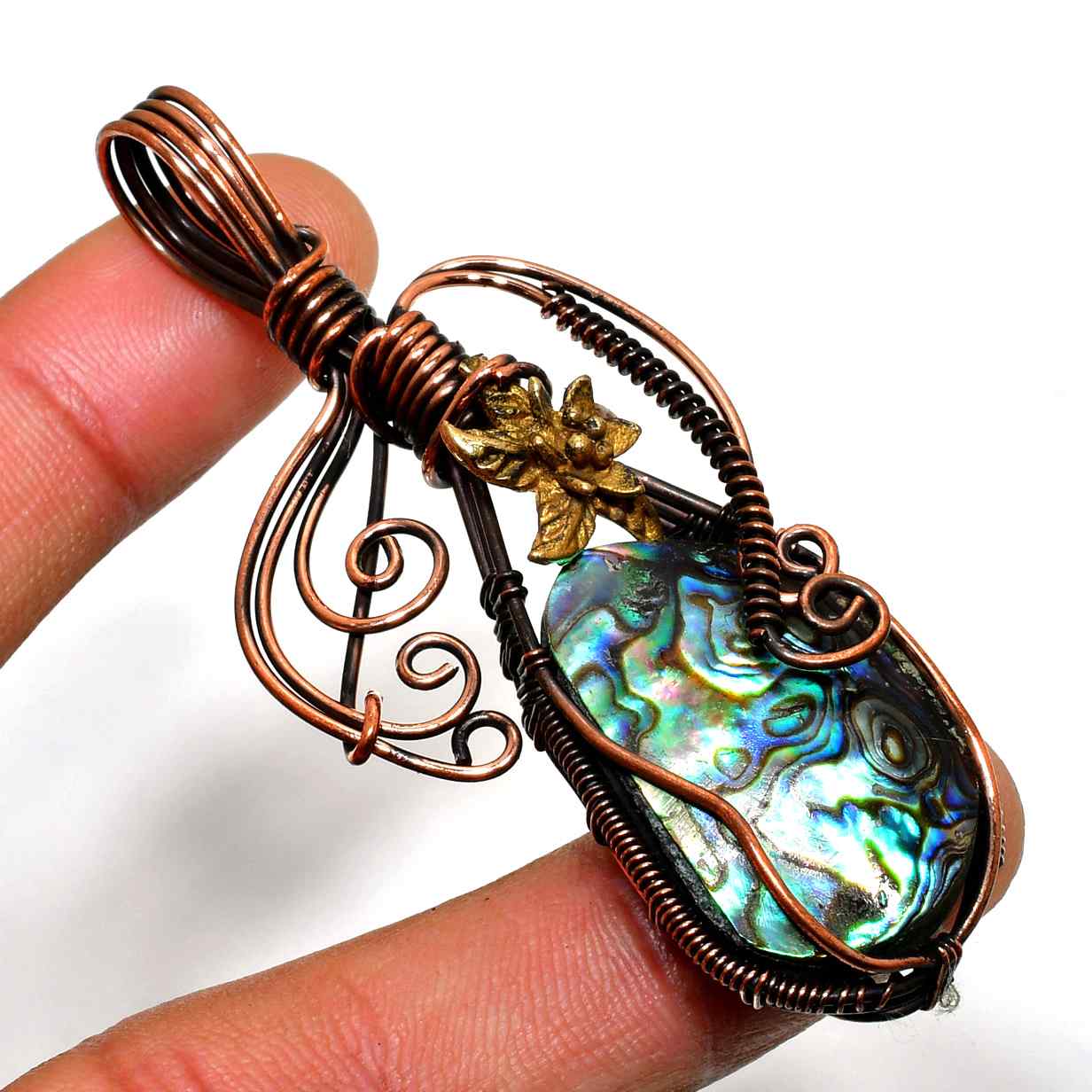 Ocean’s Embrace – Abalone Copper Pendant
