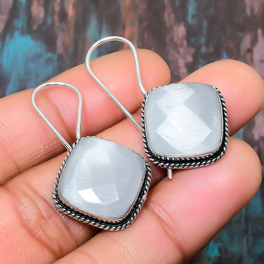 Tranquil Harmony – Gray Chalcedony & Sterling Silver Earrings