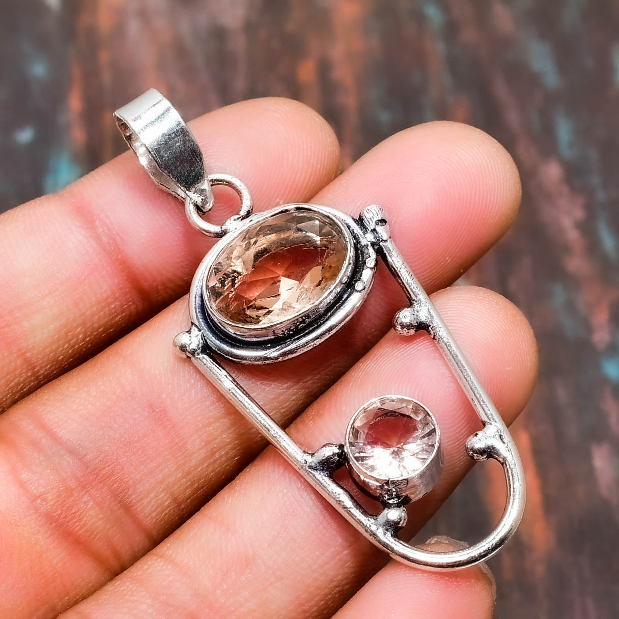 Harmony’s Embrace – Smoky & Rose Quartz Pendant