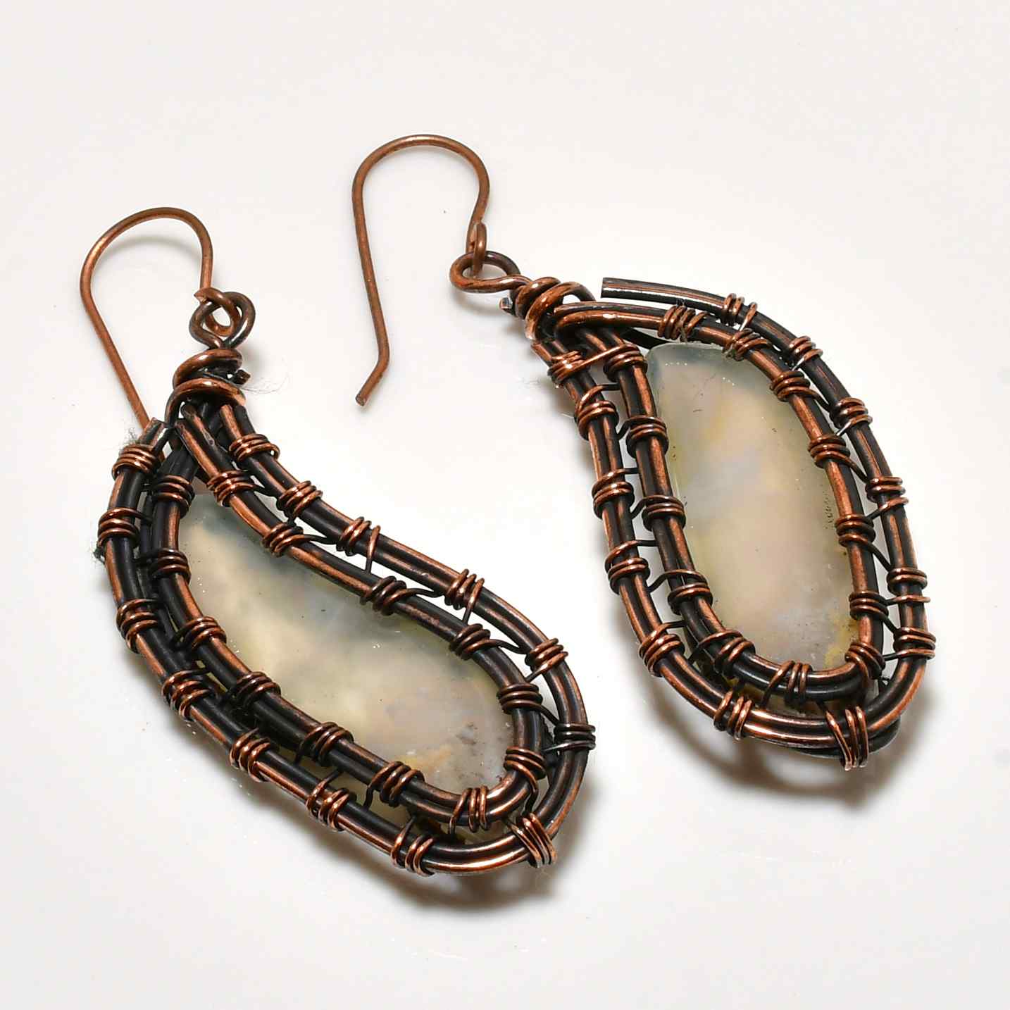 Grounded Grace – Agate & Copper Wire Earrings