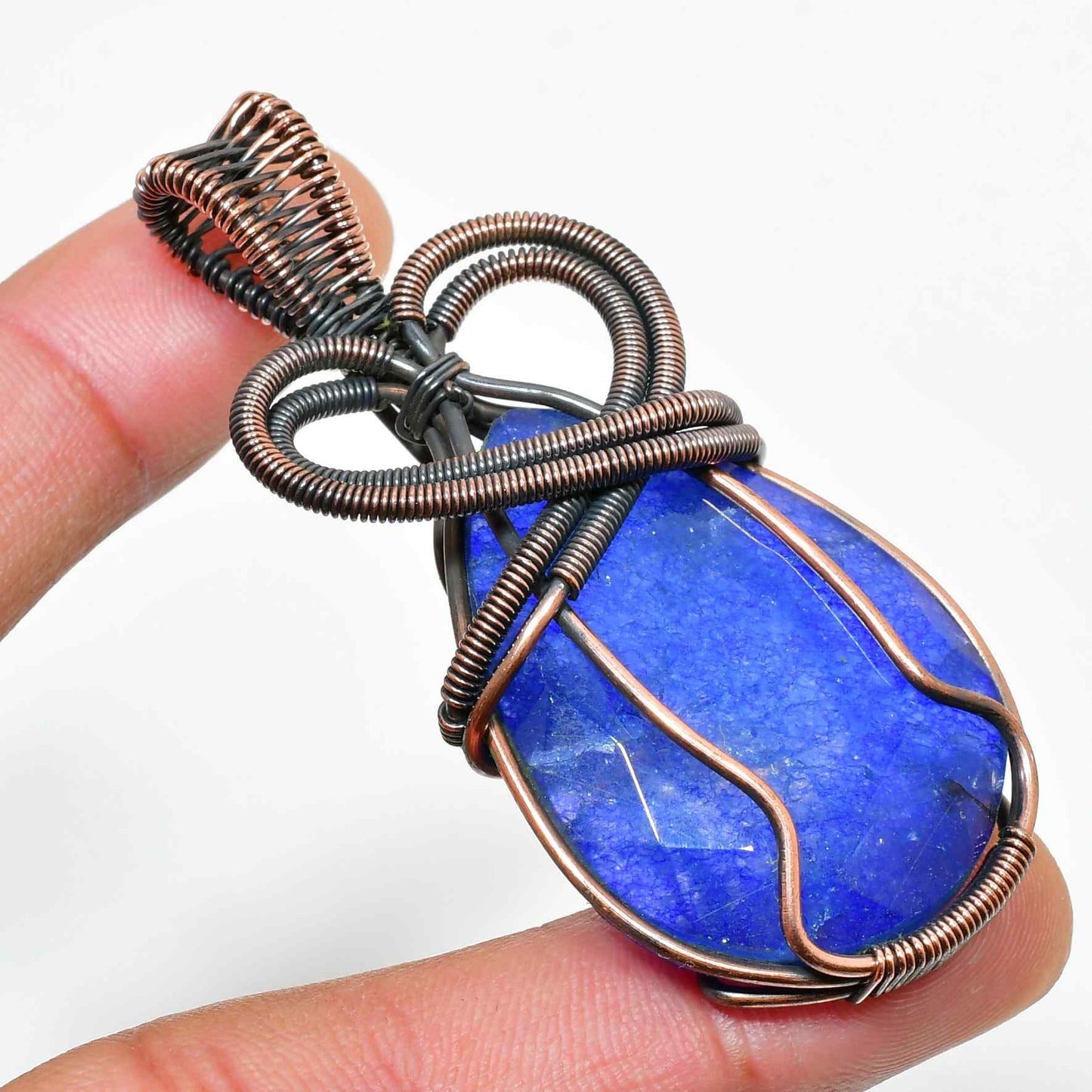 Lapis Embrace – Antique Copper Lapis Lazuli Pendant