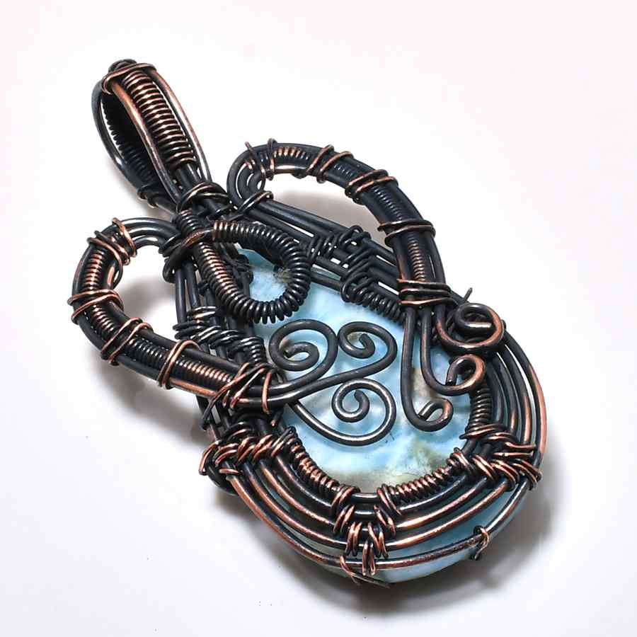 Ocean’s Embrace – Blue Agate & Antique Silver Pendant