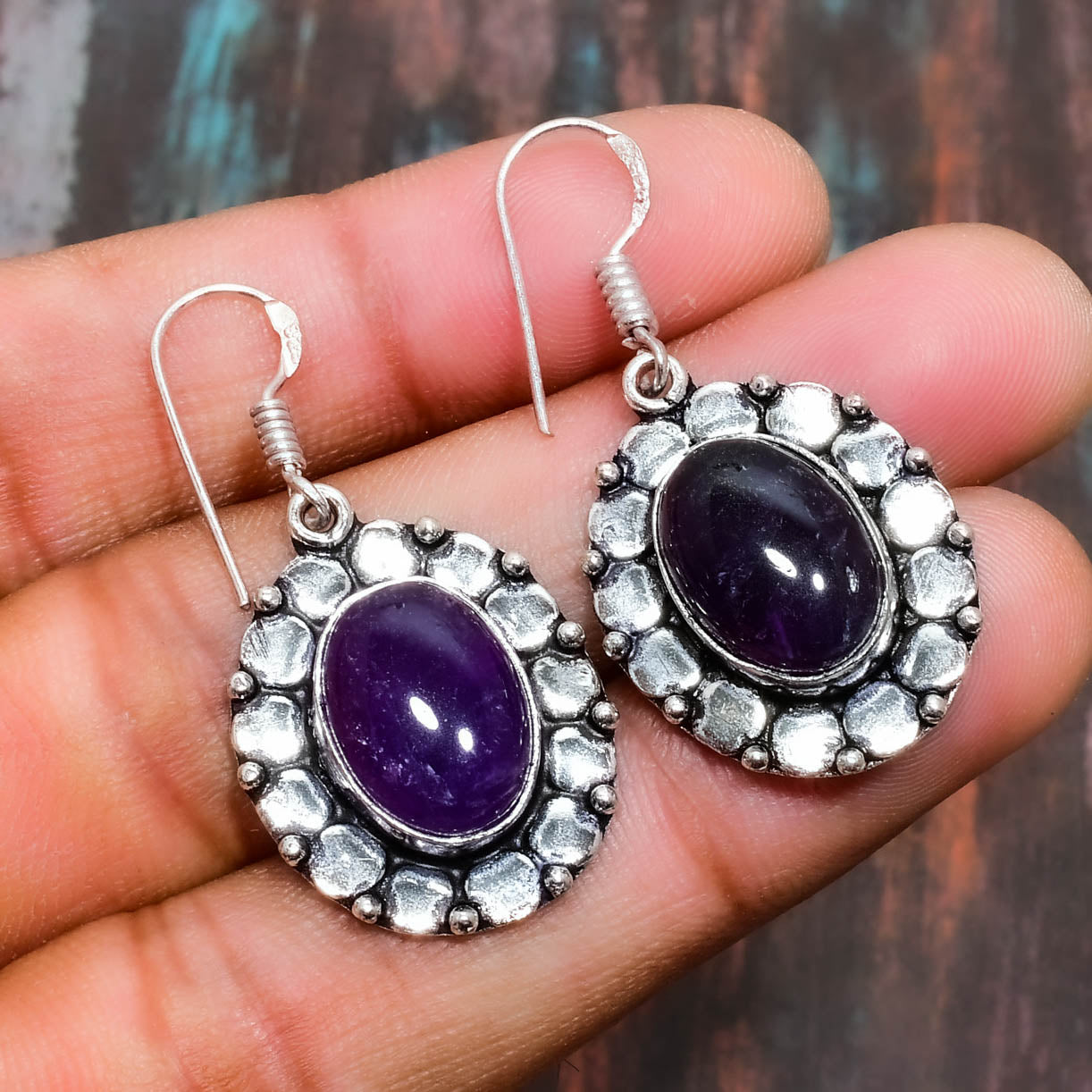 Tranquil Bloom – Amethyst Silver Earrings