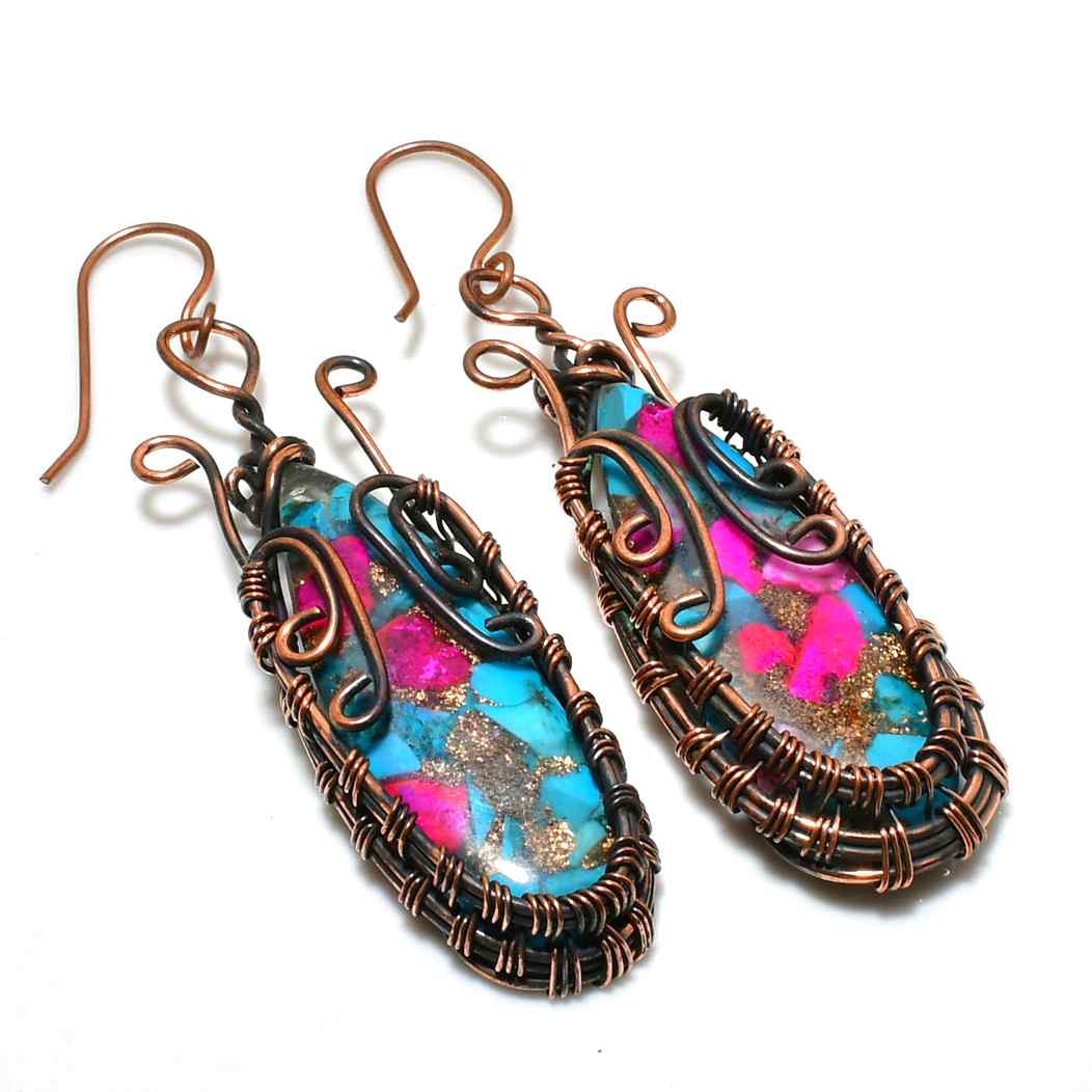 Radiant Muse Earrings – Copper-Wrapped Gemstones