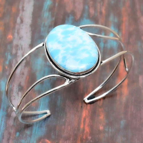 Ocean’s Whisper – Larimar Sterling Silver Cuff