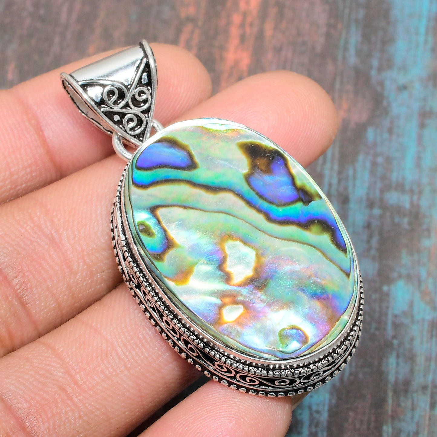 Ocean’s Embrace – Abalone Sterling Silver Pendant