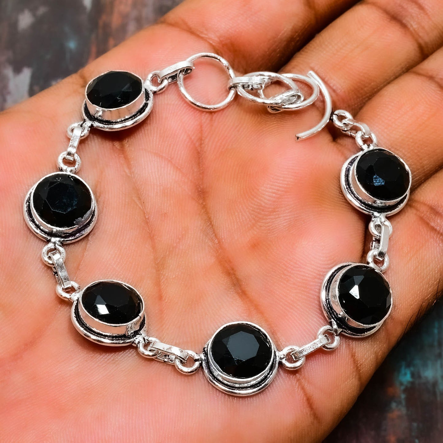 Midnight Shine – Black Onyx Sterling Silver Bracelet