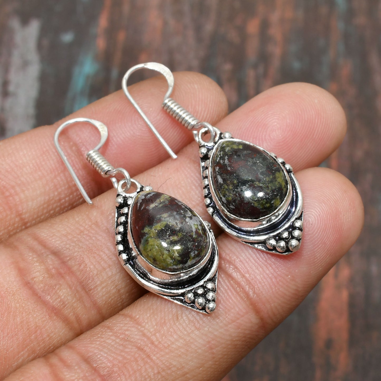 Gaia’s Embrace – Unakite Sterling Silver Earrings