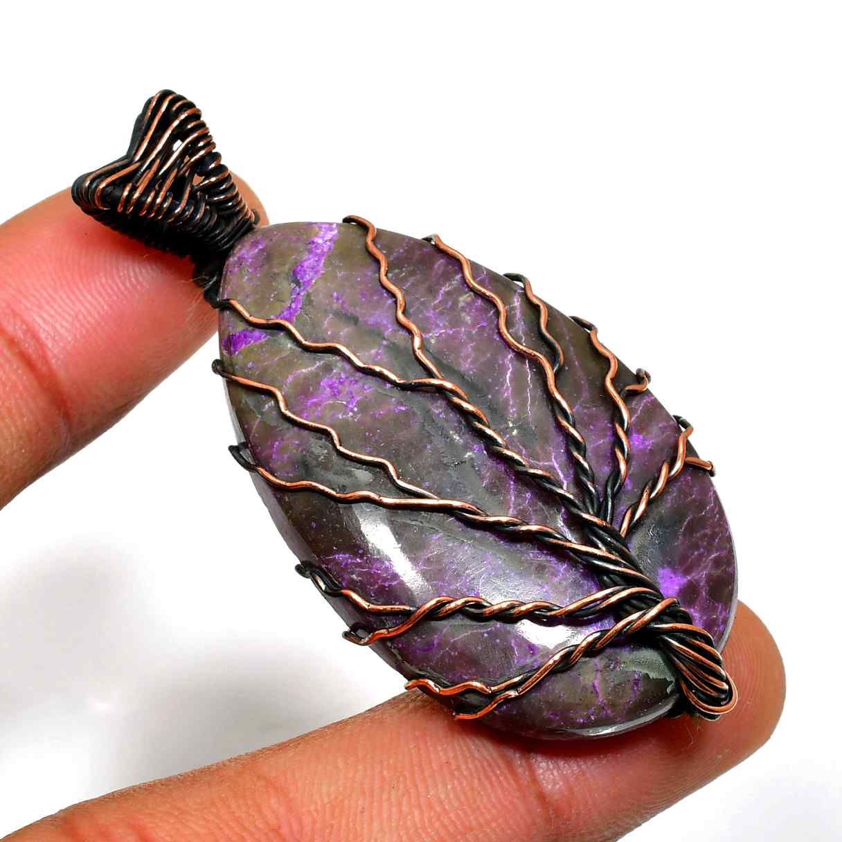 Ezra’s Veil – Handcrafted Amethyst & Copper Pendant