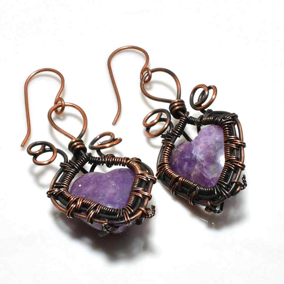 Serene Embrace – Amethyst Copper Earrings