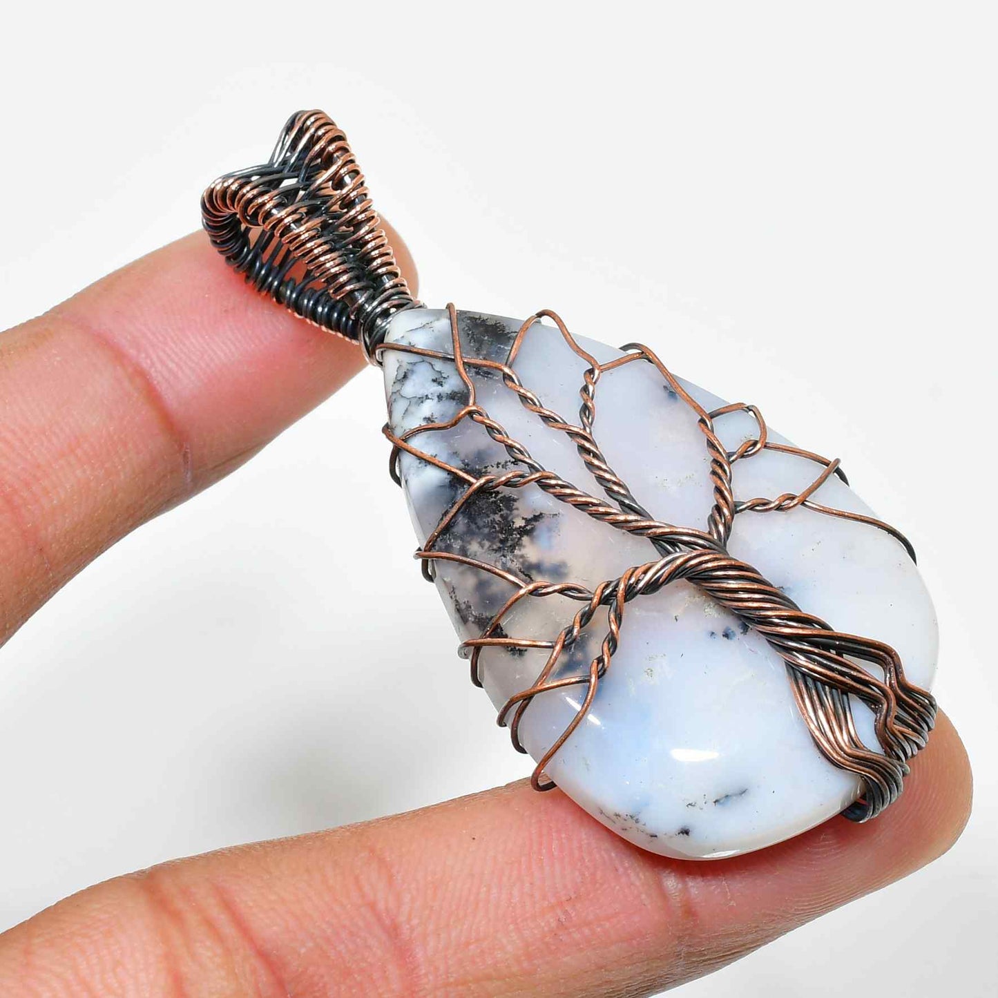 Gaia’s Embrace – Oxidized Copper & Natural Stone Pendant