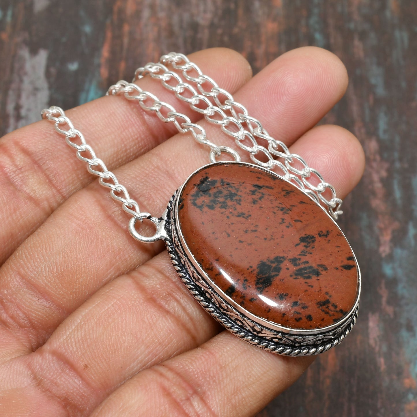 Dusk’s Embrace – Silver Sunset Jasper Pendant