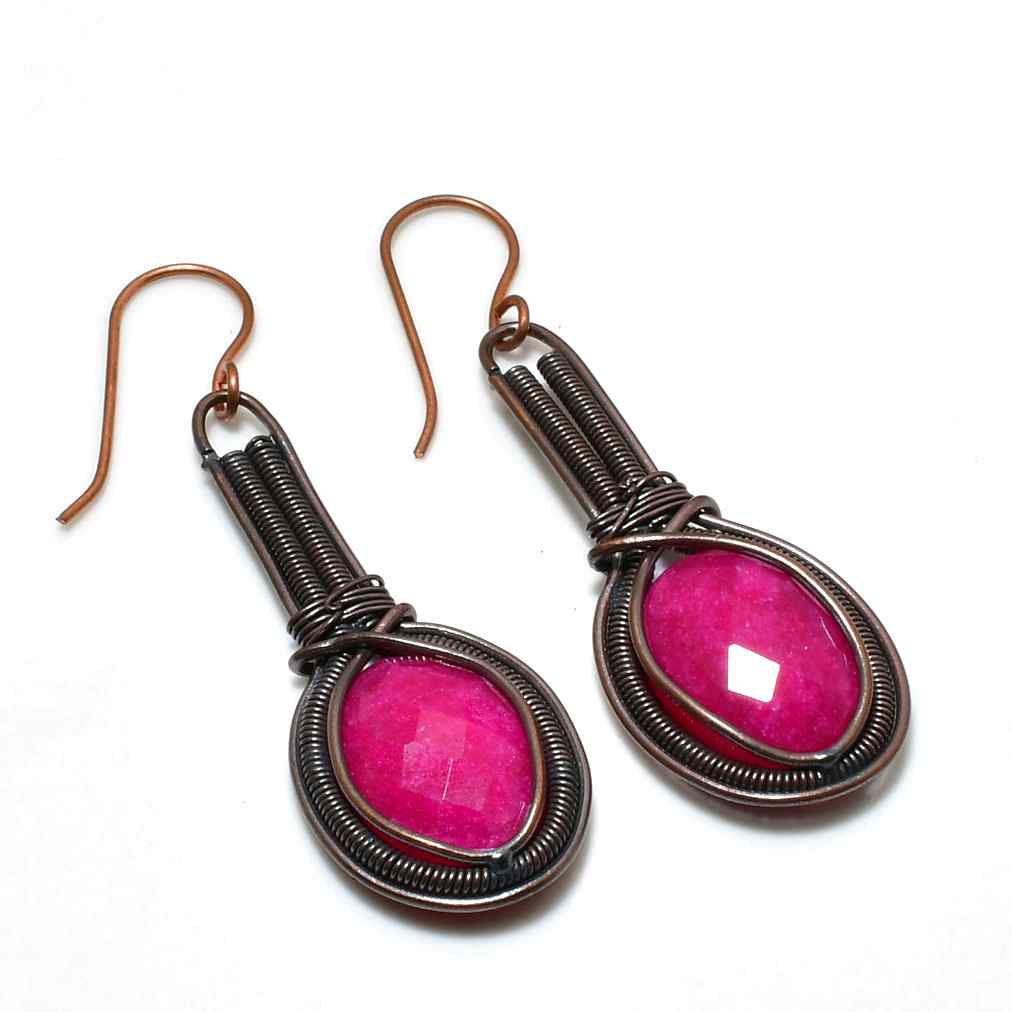 Ruby Embrace – Oxidized Copper Ruby Earrings