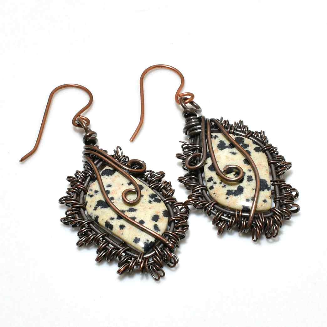 Spotted Serenity – Dalmatian Jasper Copper Earrings