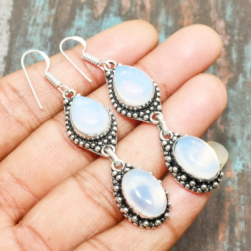 Selene’s Glow – Sterling Silver Moonstone Earrings