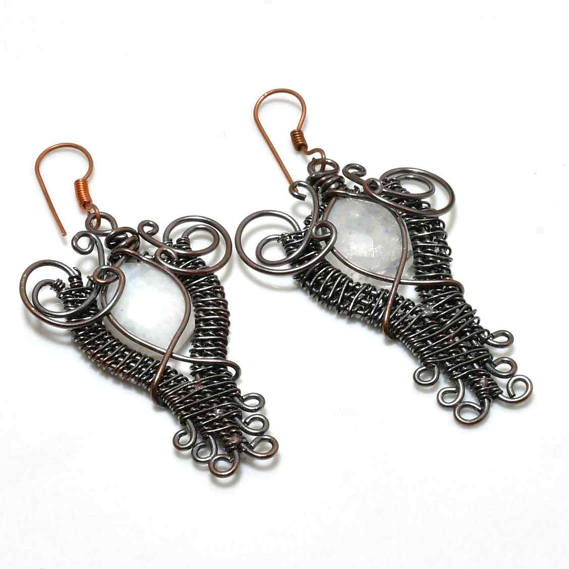Terra’s Clarity – Copper-Wrapped Quartz Earrings