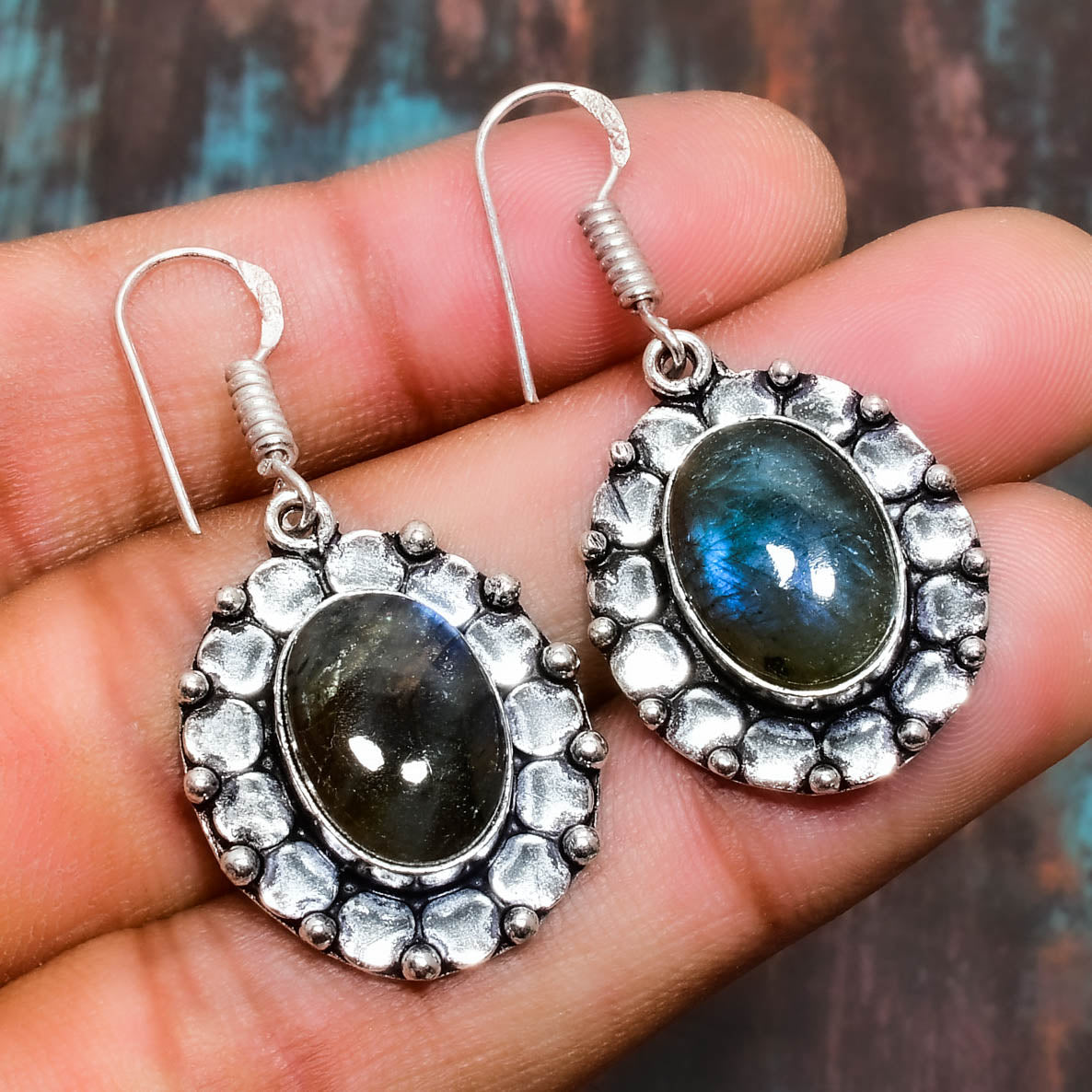 Selene’s Shimmer – Labradorite Sterling Silver Earrings