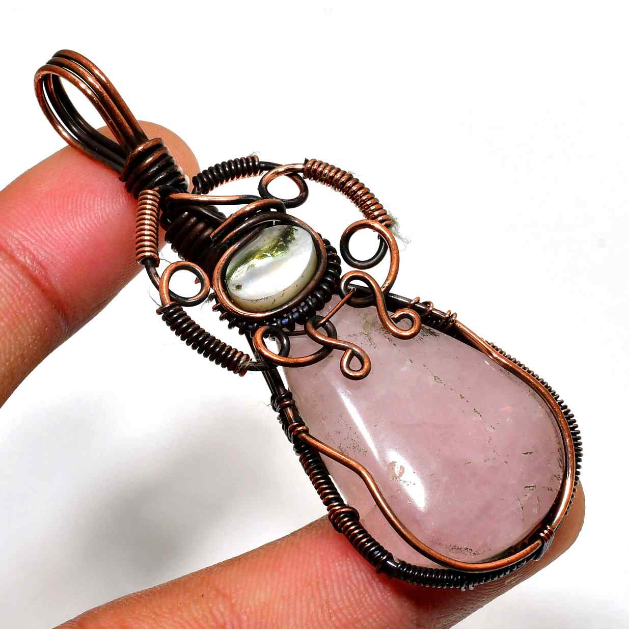 Harmony’s Heart – Rose Quartz & Copper Pendant