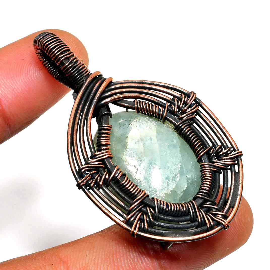 Ocean Serenity – Aquamarine Copper Pendant