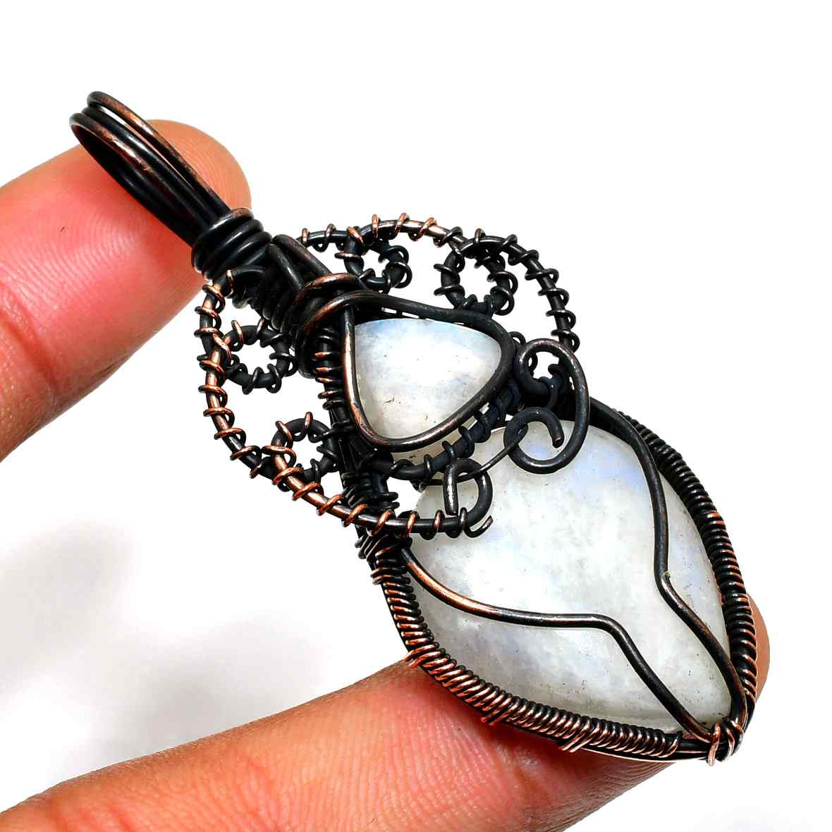 Glimmering Aura – Moonstone Copper Pendant