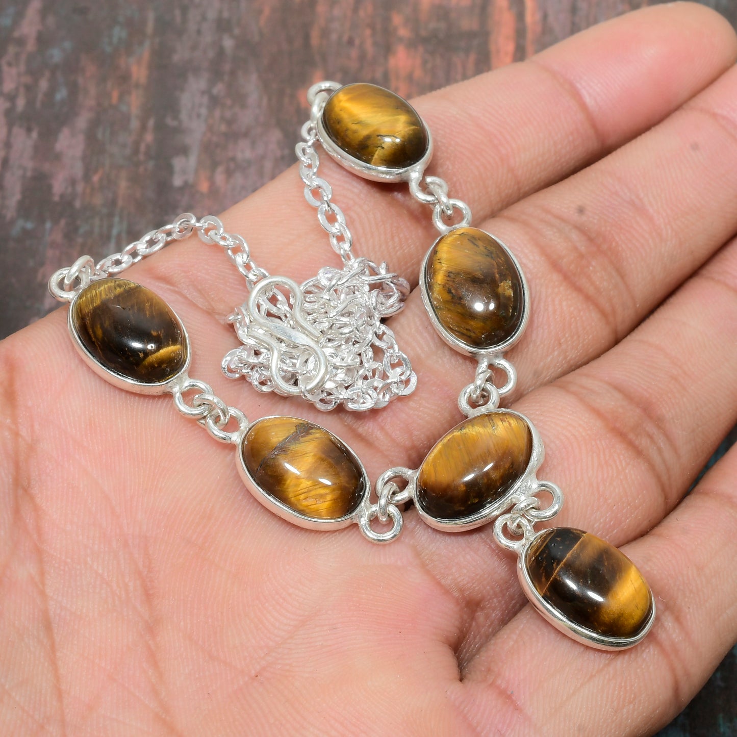 Gaia’s Embrace – Tiger’s Eye Sterling Silver Bracelet