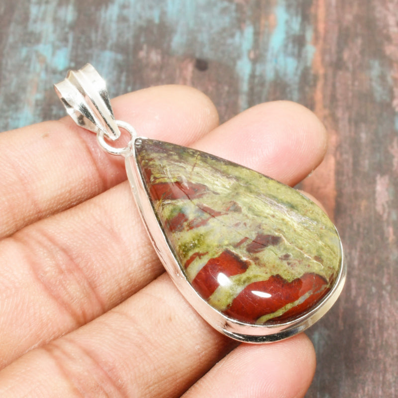 Gaia’s Tear – Jasper Teardrop Silver Pendant